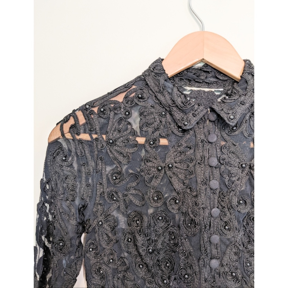 Hand Beaded Black | Vintage Cropped Top